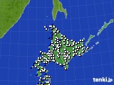 北海道地方のアメダス実況(風向・風速)(2017年01月01日)