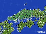 中国地方のアメダス実況(風向・風速)(2017年01月13日)