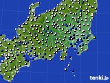 関東・甲信地方のアメダス実況(風向・風速)(2017年01月21日)