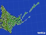 2017年02月02日の道東のアメダス(風向・風速)