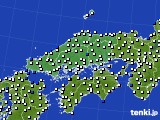 中国地方のアメダス実況(風向・風速)(2017年02月05日)