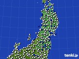東北地方のアメダス実況(風向・風速)(2017年02月08日)