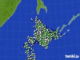 北海道地方のアメダス実況(風向・風速)(2017年02月12日)