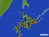 北海道地方のアメダス実況(日照時間)(2017年02月19日)