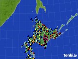 北海道地方のアメダス実況(日照時間)(2017年02月21日)