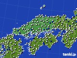 中国地方のアメダス実況(風向・風速)(2017年03月17日)