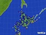 北海道地方のアメダス実況(日照時間)(2017年04月19日)