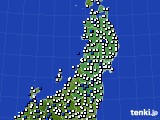 2017年06月12日の東北地方のアメダス(風向・風速)