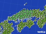 中国地方のアメダス実況(風向・風速)(2017年06月17日)