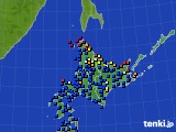 北海道地方のアメダス実況(日照時間)(2017年07月04日)