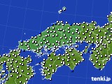 中国地方のアメダス実況(風向・風速)(2017年07月08日)