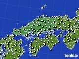 中国地方のアメダス実況(風向・風速)(2017年07月22日)