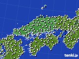 中国地方のアメダス実況(風向・風速)(2017年07月23日)