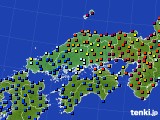 中国地方のアメダス実況(日照時間)(2017年08月21日)