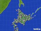 北海道地方のアメダス実況(風向・風速)(2017年08月22日)