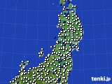 2017年09月13日の東北地方のアメダス(風向・風速)
