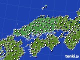 中国地方のアメダス実況(風向・風速)(2017年09月14日)