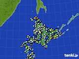 北海道地方のアメダス実況(風向・風速)(2017年09月18日)