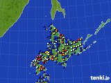 北海道地方のアメダス実況(日照時間)(2017年10月02日)