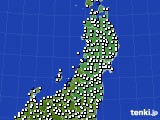 東北地方のアメダス実況(風向・風速)(2017年10月08日)