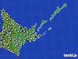 道東のアメダス実況(風向・風速)(2017年10月09日)