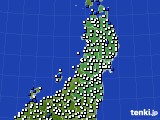 2017年10月11日の東北地方のアメダス(風向・風速)