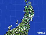 東北地方のアメダス実況(風向・風速)(2017年10月12日)