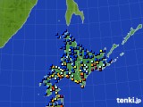 北海道地方のアメダス実況(日照時間)(2017年10月13日)