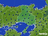 兵庫県のアメダス実況(日照時間)(2017年10月13日)