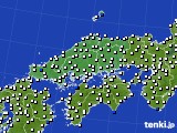 中国地方のアメダス実況(風向・風速)(2017年10月13日)