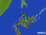 北海道地方のアメダス実況(日照時間)(2017年10月15日)