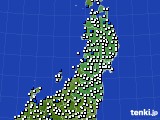 東北地方のアメダス実況(風向・風速)(2017年10月15日)