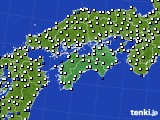 四国地方のアメダス実況(風向・風速)(2017年10月16日)