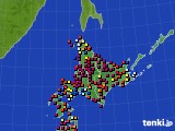 北海道地方のアメダス実況(日照時間)(2017年10月19日)