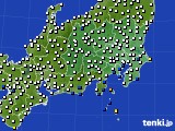 関東・甲信地方のアメダス実況(風向・風速)(2017年10月19日)