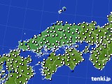 中国地方のアメダス実況(風向・風速)(2017年10月20日)