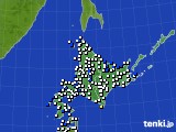 北海道地方のアメダス実況(風向・風速)(2017年10月21日)