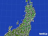 2017年10月21日の東北地方のアメダス(風向・風速)