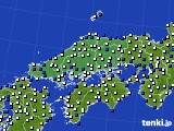 中国地方のアメダス実況(風向・風速)(2017年10月23日)