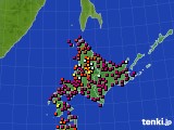 北海道地方のアメダス実況(日照時間)(2017年10月24日)