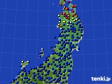 東北地方のアメダス実況(日照時間)(2017年10月25日)