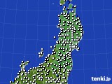 2017年10月25日の東北地方のアメダス(風向・風速)