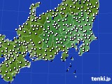 関東・甲信地方のアメダス実況(風向・風速)(2017年10月28日)