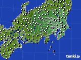 関東・甲信地方のアメダス実況(風向・風速)(2017年10月29日)