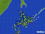北海道地方のアメダス実況(日照時間)(2017年10月30日)