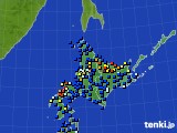 北海道地方のアメダス実況(日照時間)(2017年11月01日)