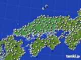 中国地方のアメダス実況(風向・風速)(2017年12月04日)