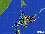 北海道地方のアメダス実況(日照時間)(2017年12月18日)