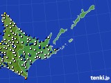 2017年12月28日の道東のアメダス(風向・風速)