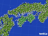 四国地方のアメダス実況(風向・風速)(2017年12月31日)